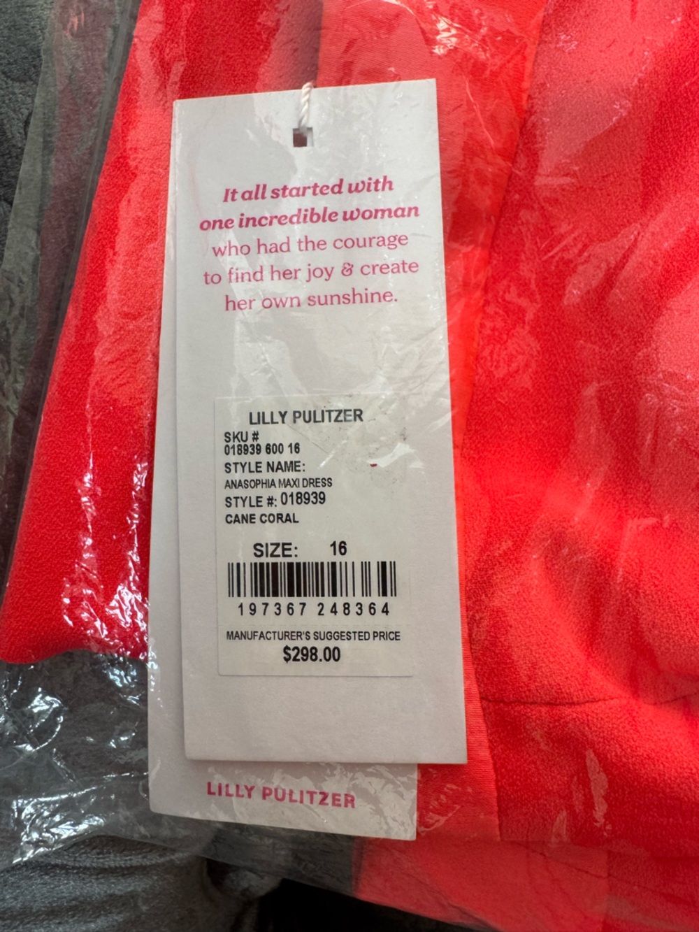 NWT Lilly Pulitzer 16 ANASOPHIA MAXI DRESS 👗 in “Cane Coral” sz 16 ✨💲298 - Picture 7 of 9